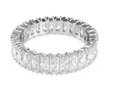 Swar*vski - خاتم ماتريكس، قطع باغيت، أبيض، لمسة نهائية فضية - 5714333